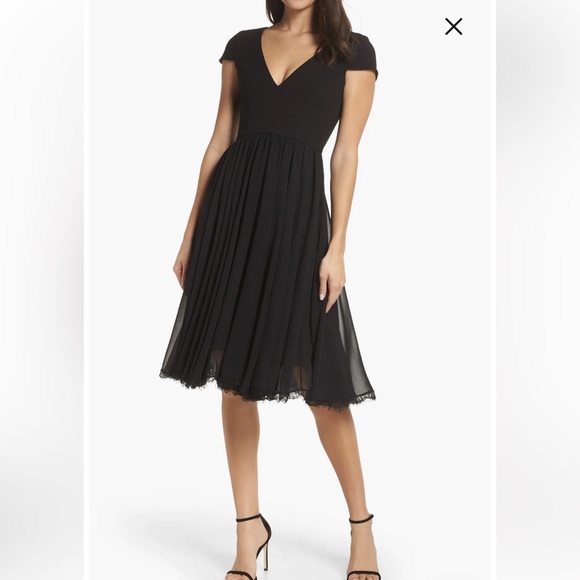Dress the Population Dresses & Skirts - Corey Chiffon Fit & Flare Cocktail Dress Dress the Population